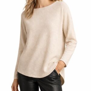 Michael Kors Hi-Lo Hem Sweater Gold Logo & Back Zipper • Size Medium • LIKE NEW